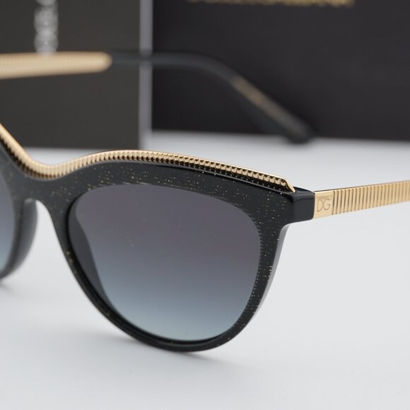 Dolce & Gabbana DG4335 32188G Cat Eye Sunglasses - Black/Gold/Grey - Picture 2 of 9